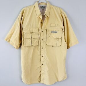 Hook & Tackle Technical Fishing Gear Yellow Vented Nylon Fishing Shirt Large